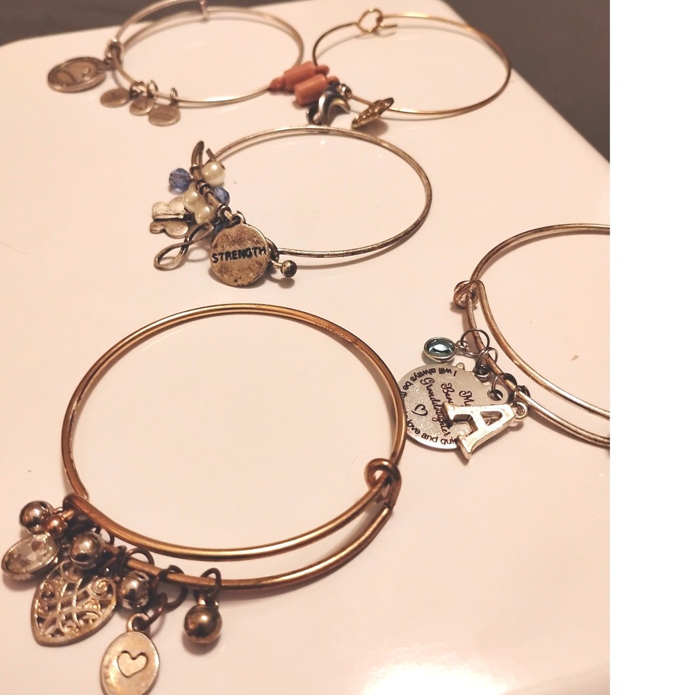 🩶5pc Vintage Bangle Bracelet Lot Avon Alex Ani Y2K Coquette JewelryLot Boho